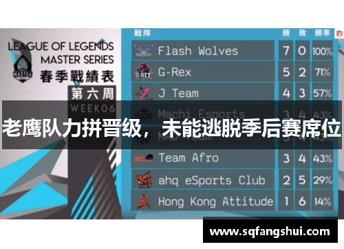 老鹰队力拼晋级，未能逃脱季后赛席位