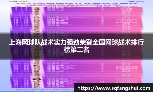 上海网球队战术实力强劲荣登全国网球战术排行榜第二名
